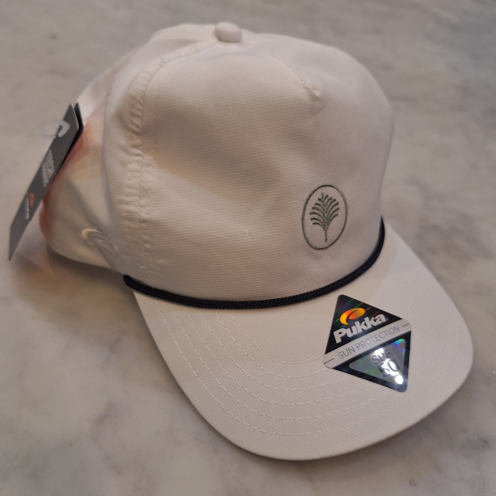 New Pukka Performance Rope Hat Mens OS White SPF 50 Tech Fabric Wilton Golf Cap
